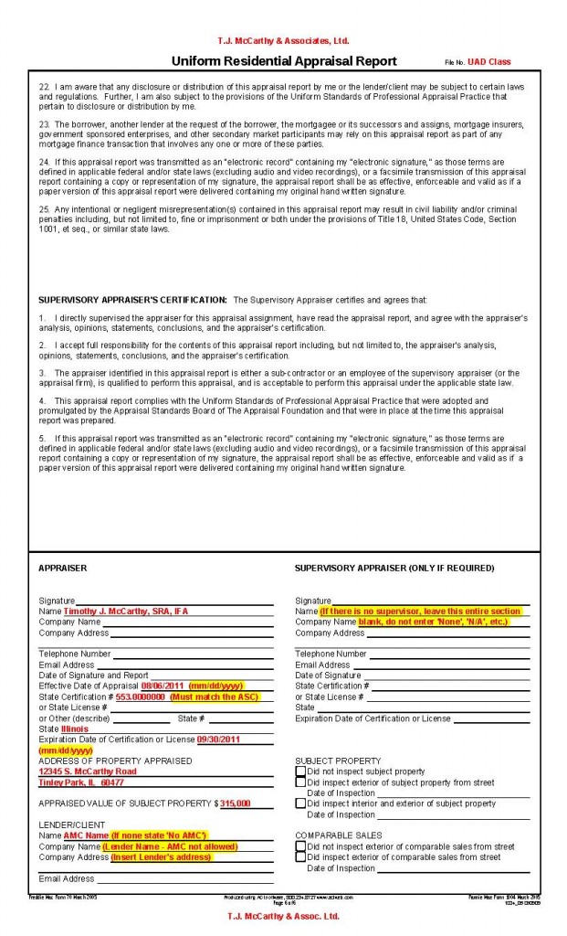 UAD Sample for Appraisers - Appraiser Income